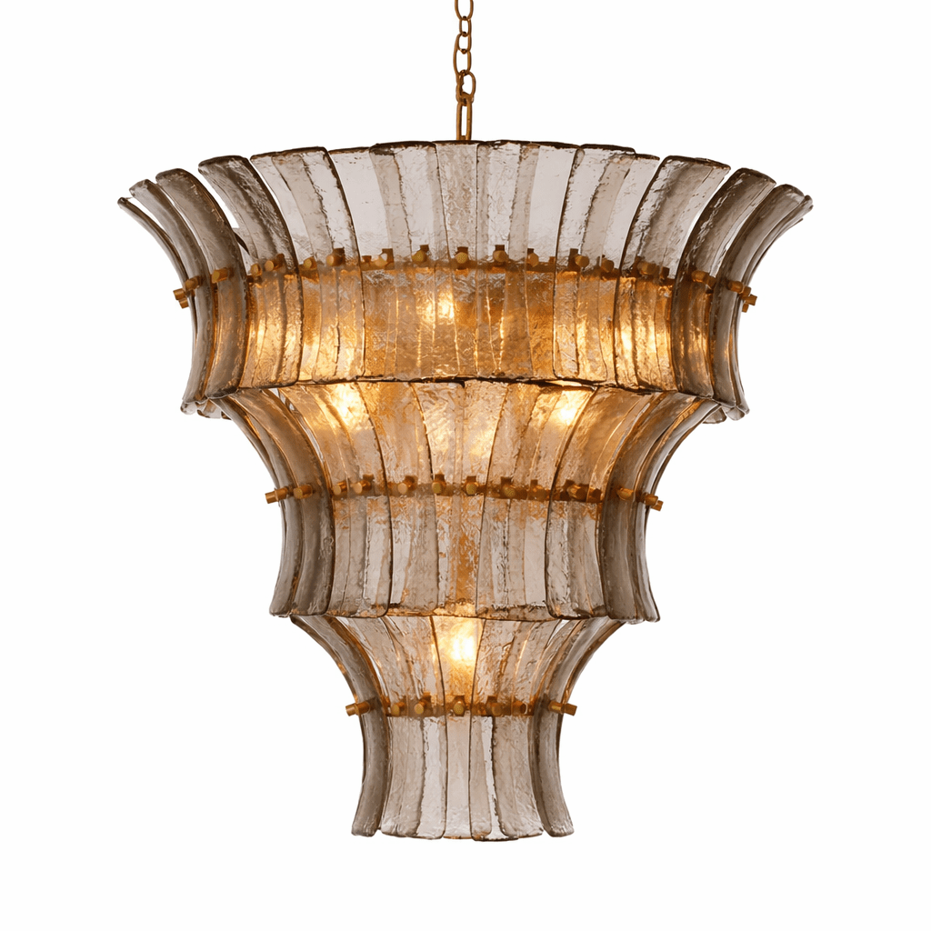 Calyra Tiered Glass Chandelier - ∅ 26.4″ x H 23.6″Grey & GoldManorlights