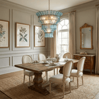 Calyra Tiered Glass Chandelier - ∅ 26.4″ x H 23.6″Blue & GoldManorlights