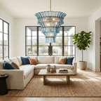 Calyra Tiered Glass Chandelier - ∅ 26.4″ x H 23.6″Blue & GoldManorlights