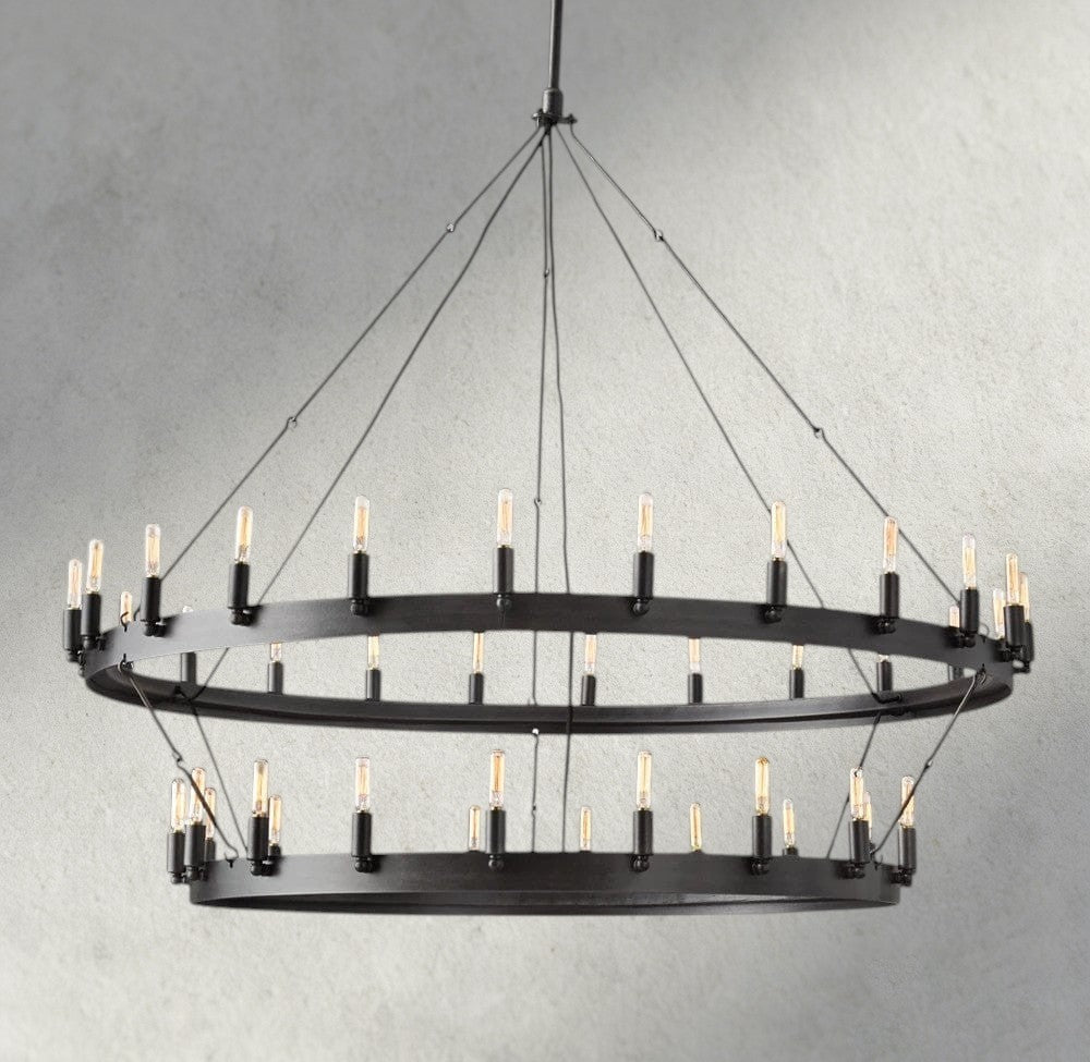 Camino Vintage Filament Two-Tier Chandelier 38", 50", 63", 71"-chandelier-Manorlights