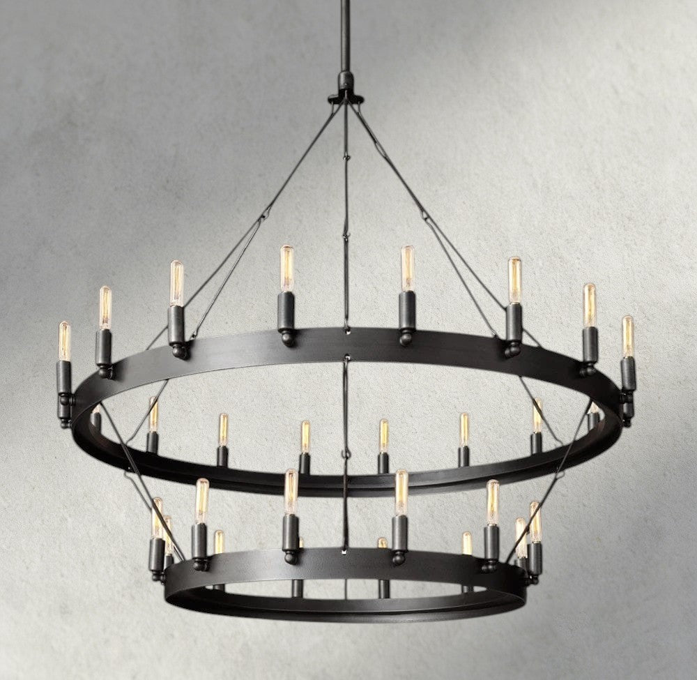 Camino Vintage Filament Two-Tier Chandelier 38", 50", 63", 71"-chandelier-Manorlights