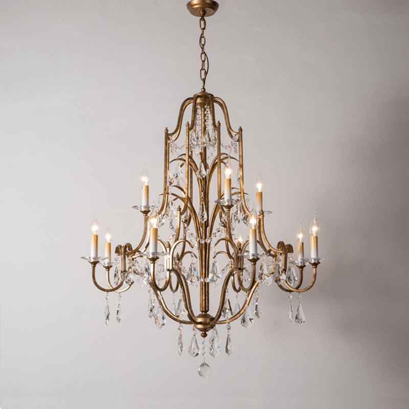 Caspian Vintage Candle Art Brass Chandelier For Living Room-chandeliers for dining room,chandeliers for stairways,chandeliers for foyer,chandeliers for bedrooms,chandeliers for kitchen,chandeliers for living room-Manorlights-36.6"-Manorlights