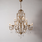 Caspian Vintage Candle Art Brass Chandelier For Living Room-chandeliers for dining room,chandeliers for stairways,chandeliers for foyer,chandeliers for bedrooms,chandeliers for kitchen,chandeliers for living room-Manorlights-36.6"-Manorlights