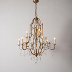 Caspian Vintage Candle Art Brass Chandelier For Living Room-chandeliers for dining room,chandeliers for stairways,chandeliers for foyer,chandeliers for bedrooms,chandeliers for kitchen,chandeliers for living room-Manorlights-32.28"-Manorlights