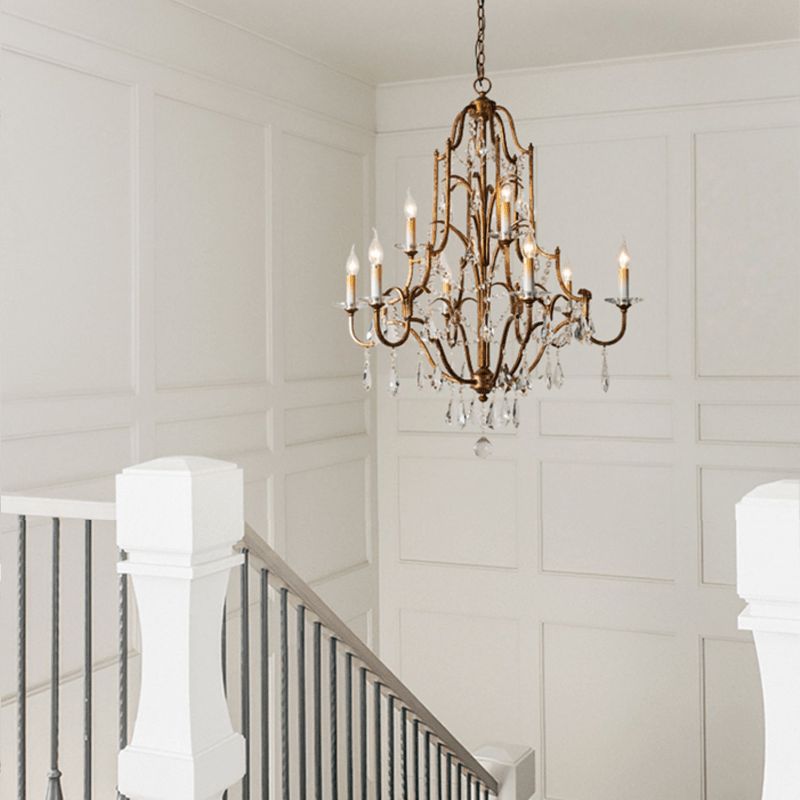 Caspian Vintage Candle Art Brass Chandelier For Living Room-chandeliers for dining room,chandeliers for stairways,chandeliers for foyer,chandeliers for bedrooms,chandeliers for kitchen,chandeliers for living room-Manorlights-Manorlights