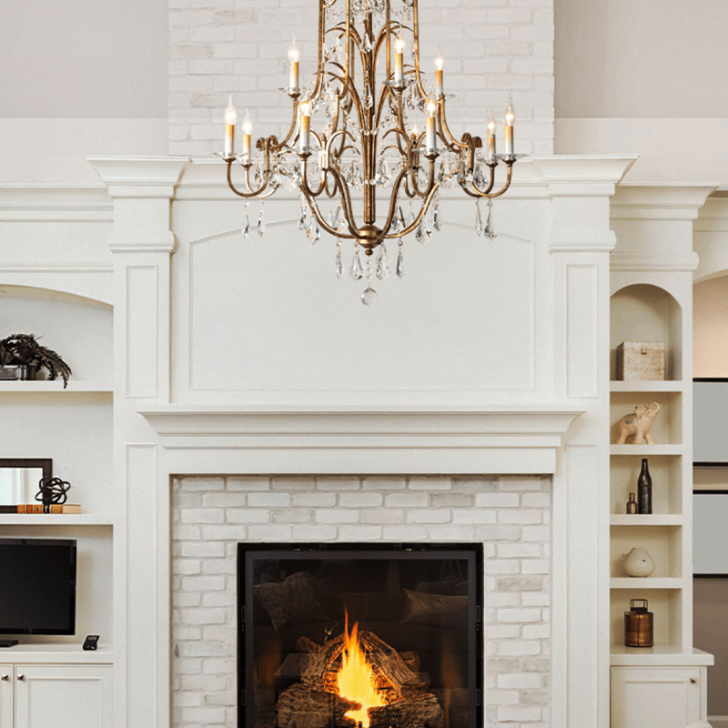 Caspian Vintage Candle Art Brass Chandelier For Living Room-chandeliers for dining room,chandeliers for stairways,chandeliers for foyer,chandeliers for bedrooms,chandeliers for kitchen,chandeliers for living room-Manorlights-Manorlights