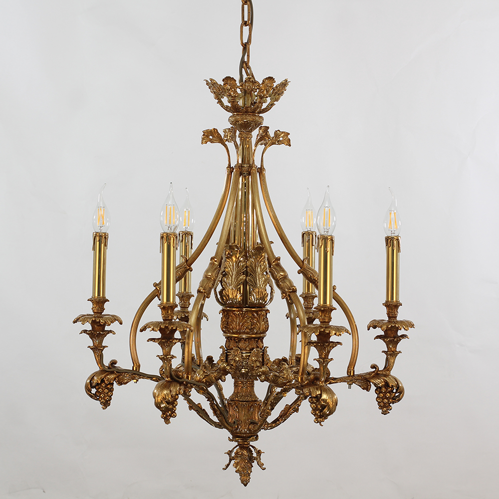 26X30 Inch 6 Lights Small Baroque Style Antique Copper Chandelier-铜灯-Manorlights
