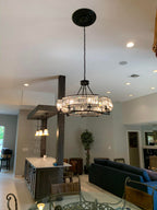 Decorative 6/ 8/ 10/ 12-Light Crystal Ceiling Chandelier Triangular Prism Island Light Fixture Metal Shade for Living Room-Manorlights