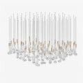 Celestia LED Glass Rain Chandelier - L 47.2″ × W 13.8″ × H 39.4″Gold & ClearWarm LightBlushlighting
