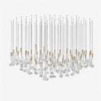 Celestia LED Glass Rain Chandelier - L 47.2″ × W 13.8″ × H 39.4″Gold & ClearWarm LightBlushlighting