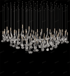Celestia LED Glass Rain Chandelier - L 59.1″ × W 19.7″ × H 47.2″Gold & ClearWarm LightBlushlighting