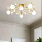 Ceramic Ginkgo Glass Ceiling Lamp - 7+6 Heads 39.4"X H 11.8"Manorlights