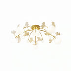 Ceramic Ginkgo Glass Ceiling Lamp - 6+5 Heads 39.4"X H 11.8"Manorlights