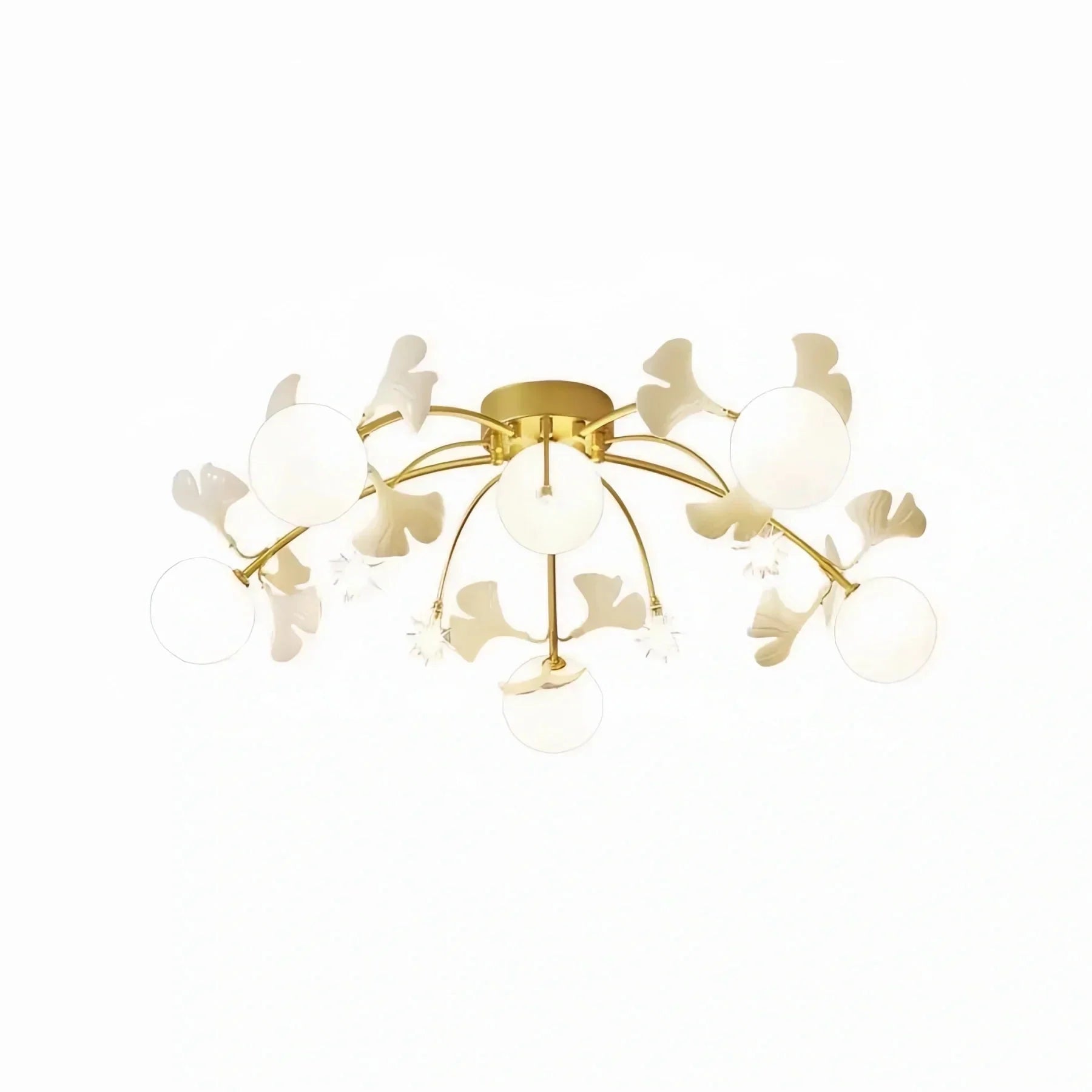 Ceramic Ginkgo Glass Ceiling Lamp - 6+5 Heads 39.4"X H 11.8"Manorlights