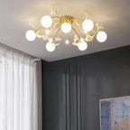 Ceramic Ginkgo Glass Ceiling Lamp - 7+6 Heads 39.4"X H 11.8"Manorlights