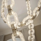 Chain Alabaster Link Chandelier - ∅ 39.4″ x H 98.4″Gold & White -  Manorlights