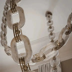 Chain Alabaster Link Chandelier - ∅ 39.4″ x H 98.4″Gold & White -  Manorlights