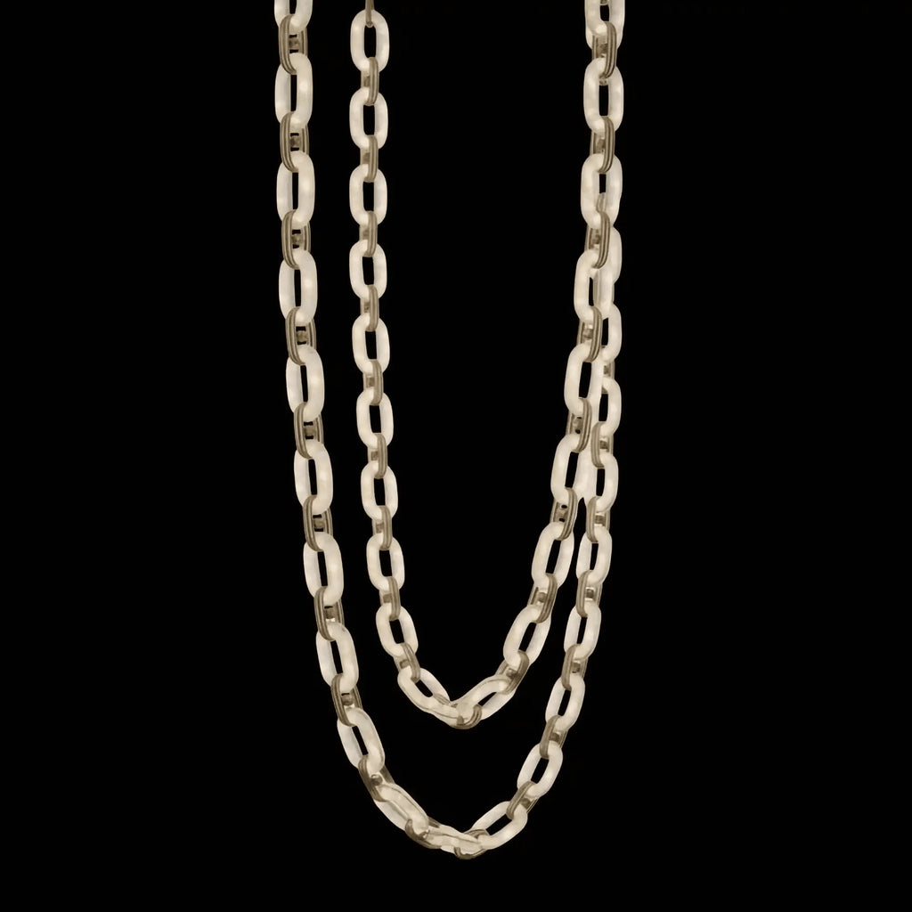 Chain Alabaster Link Chandelier - ∅ 19.7″ x H 59.1″Gold & White -  Manorlights
