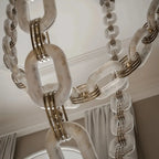 Chain Alabaster Link Chandelier - ∅ 39.4″ x H 98.4″Gold & White -  Manorlights