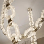 Chain Alabaster Link Chandelier - ∅ 39.4″ x H 98.4″Gold & White -  Manorlights