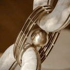 Chain Alabaster Link Chandelier - ∅ 39.4″ x H 98.4″Gold & White -  Manorlights