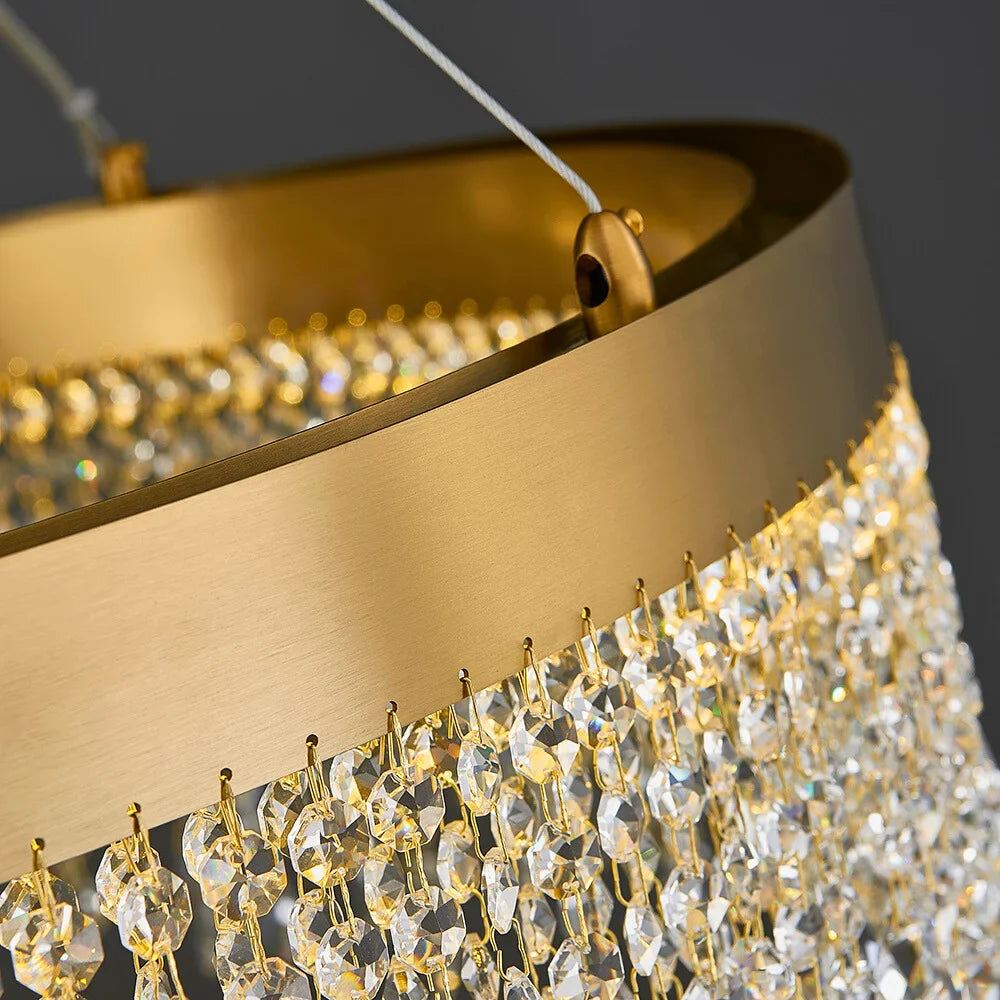 Zara Gold Crystal Chandelier for Living Room & Dining Room-Crystal Chandelier-Manorlights