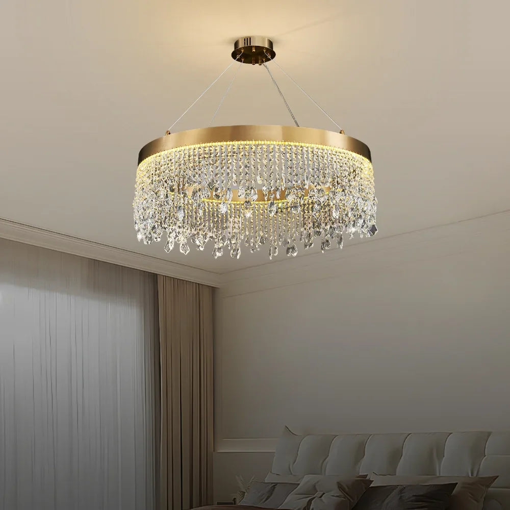Zara Gold Crystal Chandelier for Living Room & Dining Room-Crystal Chandelier-Manorlights