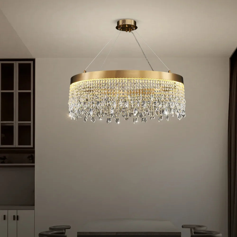 Zara Gold Crystal Chandelier for Living Room & Dining Room-Crystal Chandelier-Manorlights
