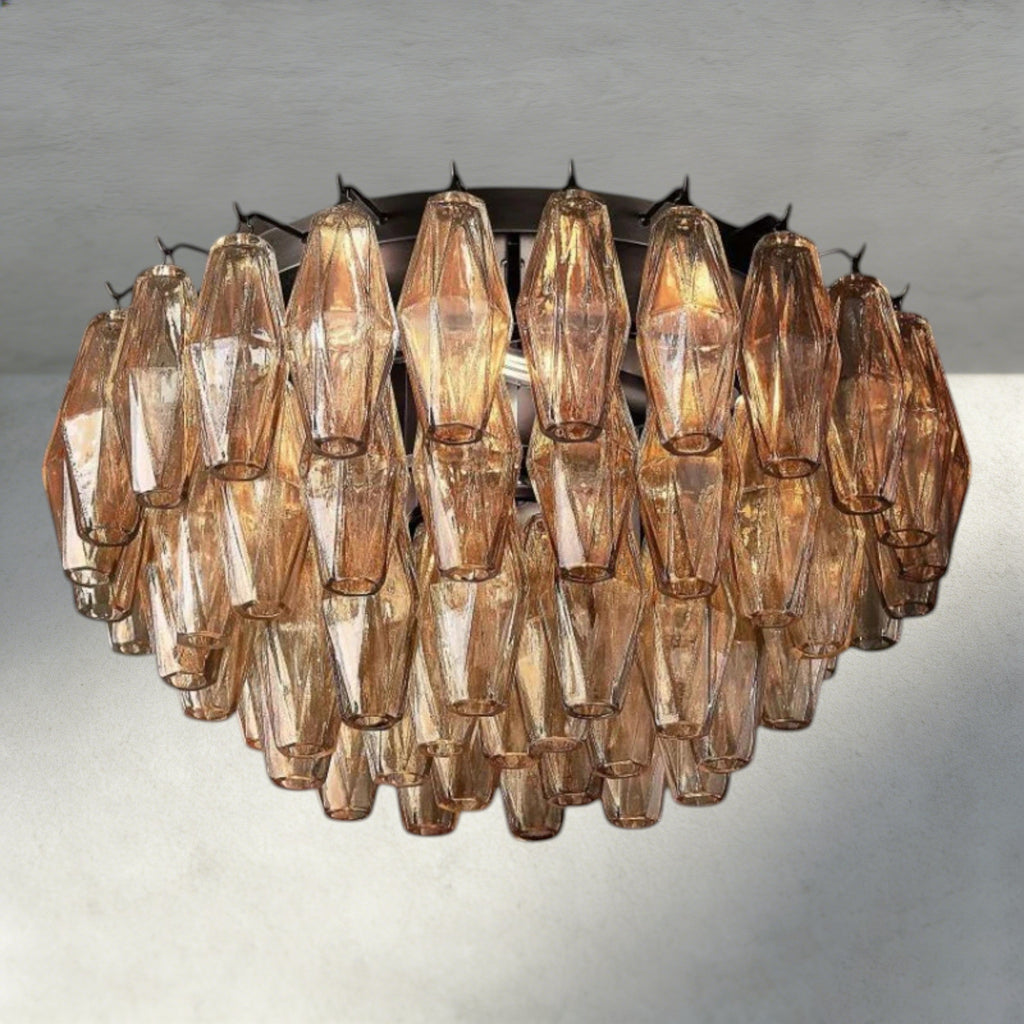 Chiara Clear/ Smoke Glass Flushmount 17", 22"-Flush Mount-Manorlights