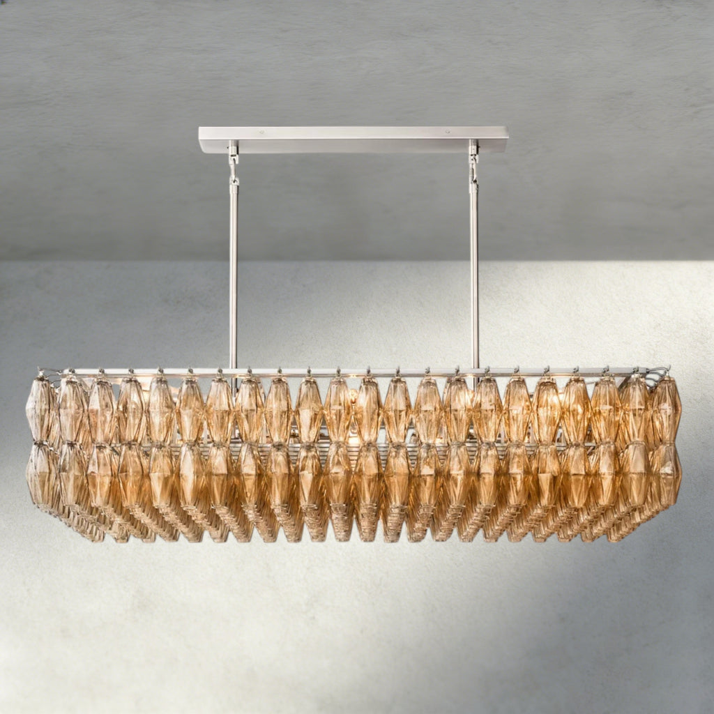 CHIARA CLEAR/ SMOKE GLASS RECTANGULAR CHANDELIER 54", 74"-chandelier-Manorlights