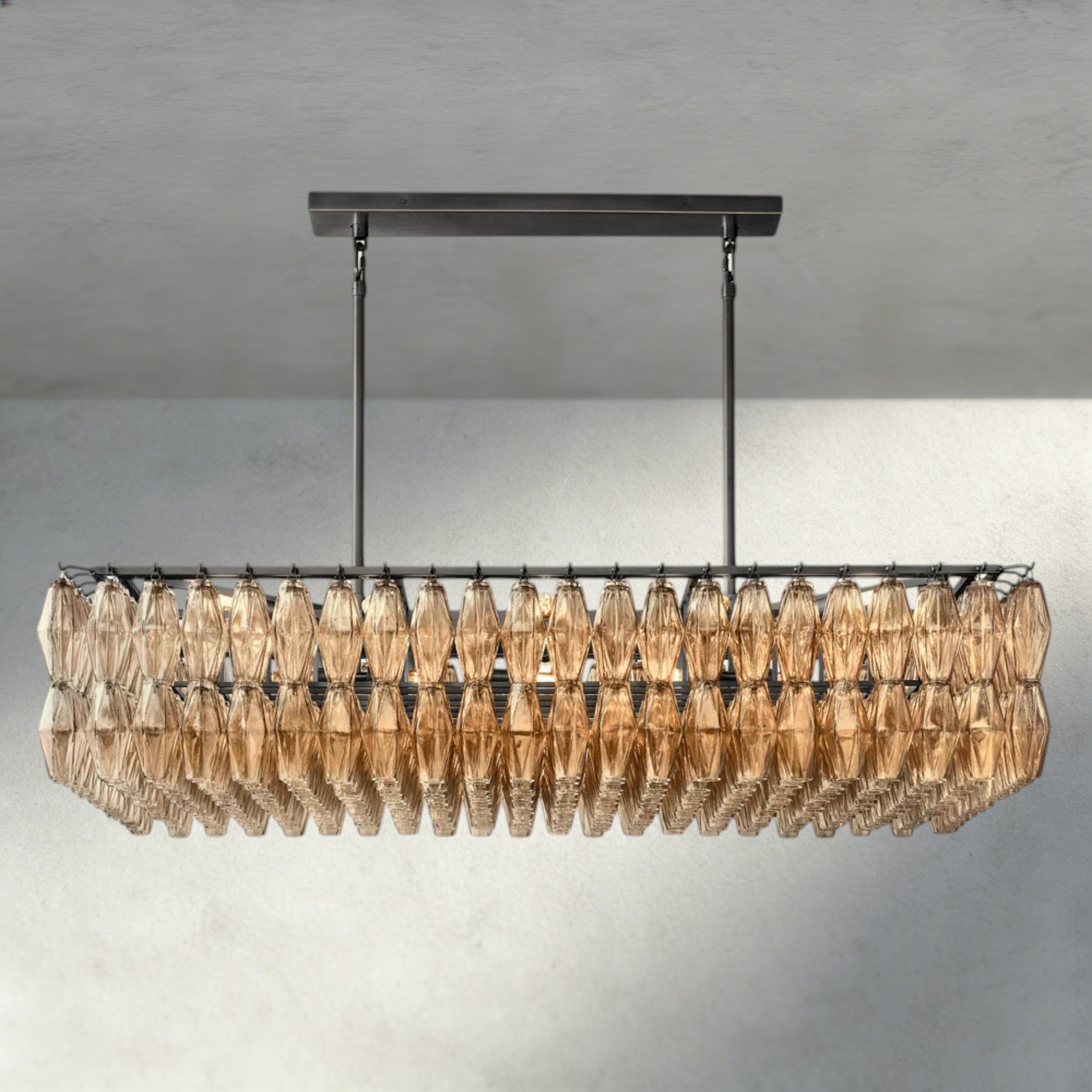 CHIARA CLEAR/ SMOKE GLASS RECTANGULAR CHANDELIER 54", 74"-chandelier-Manorlights
