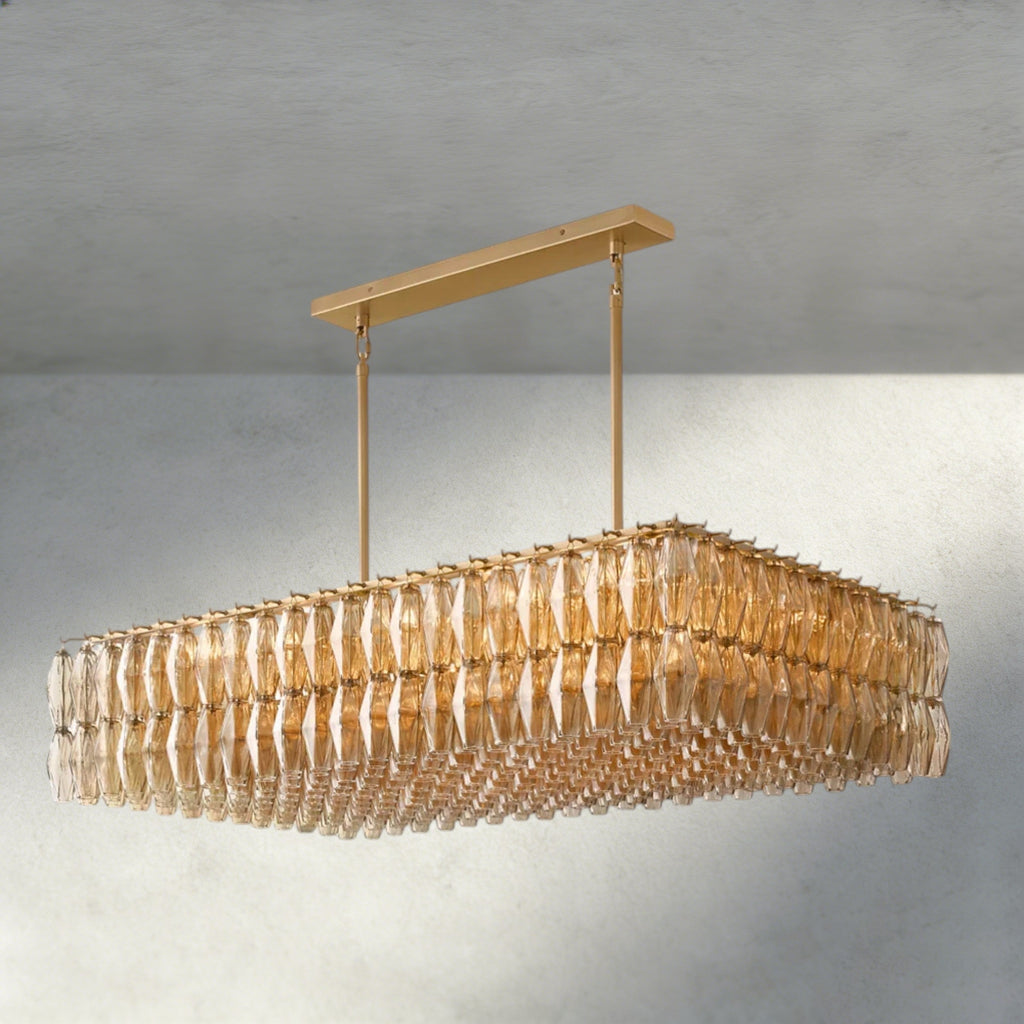 CHIARA CLEAR/ SMOKE GLASS RECTANGULAR CHANDELIER 54", 74"-chandelier-Manorlights