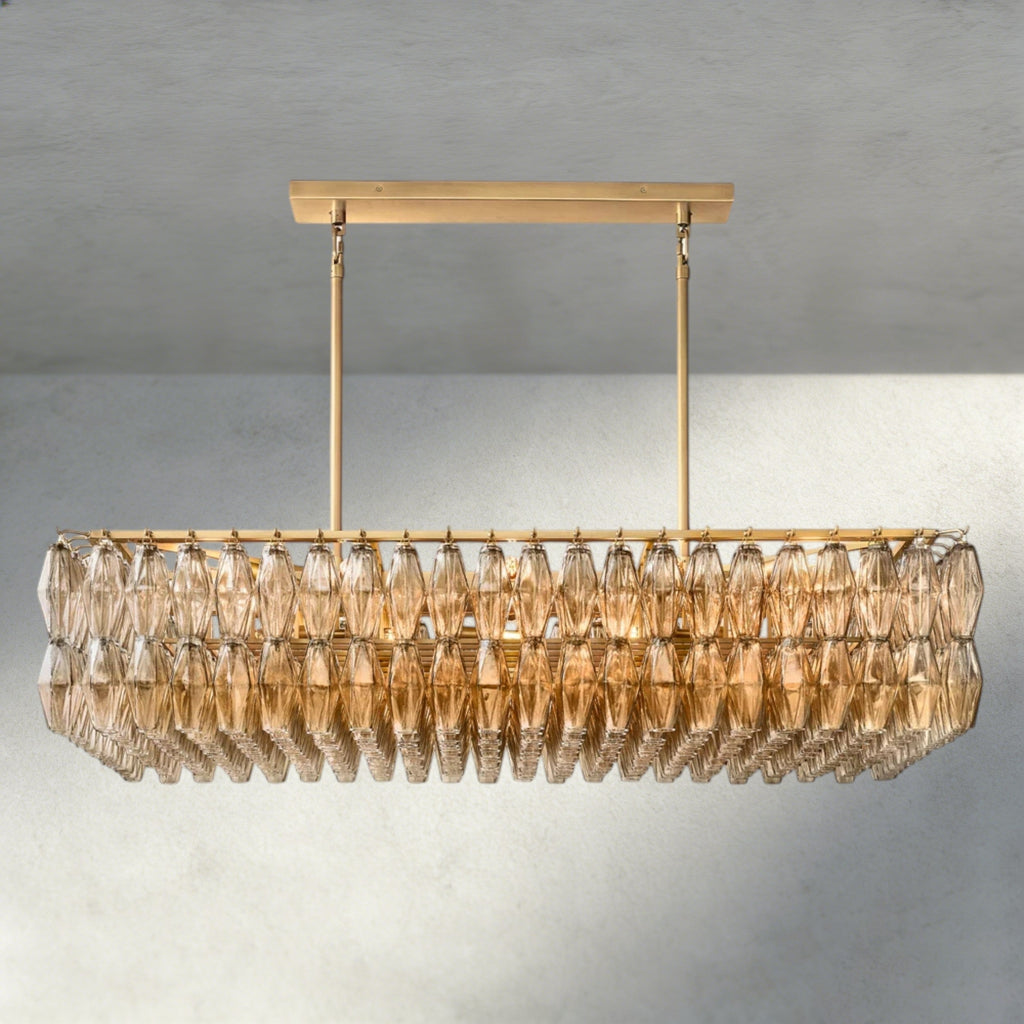 CHIARA CLEAR/ SMOKE GLASS RECTANGULAR CHANDELIER 54", 74"-chandelier-Manorlights