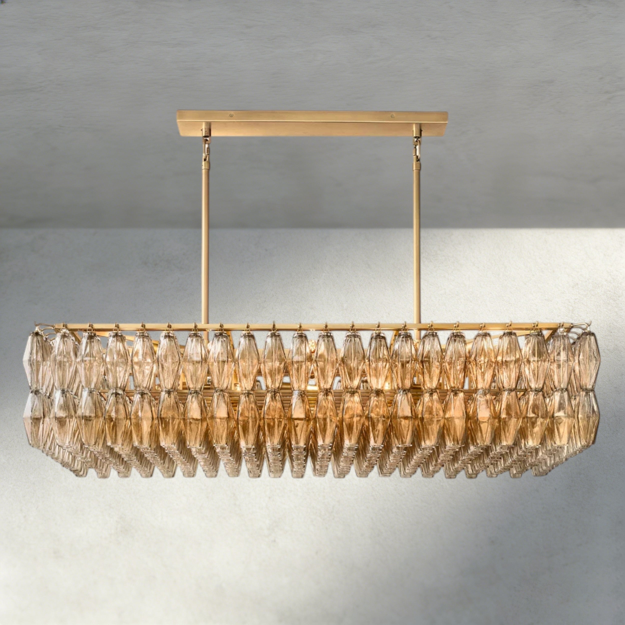 CHIARA CLEAR/ SMOKE GLASS RECTANGULAR CHANDELIER 54", 74"-chandelier-Manorlights