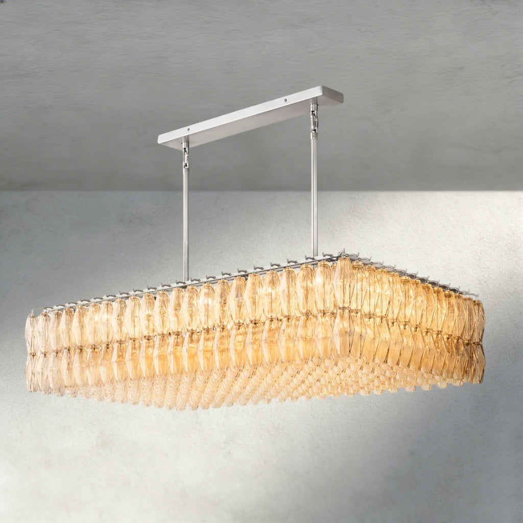 CHIARA CLEAR/ SMOKE GLASS RECTANGULAR CHANDELIER 54", 74"-chandelier-Manorlights
