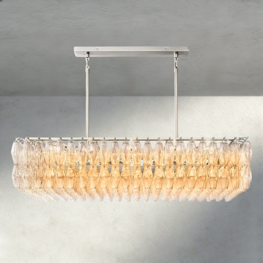 CHIARA CLEAR/ SMOKE GLASS RECTANGULAR CHANDELIER 54", 74"-chandelier-Manorlights