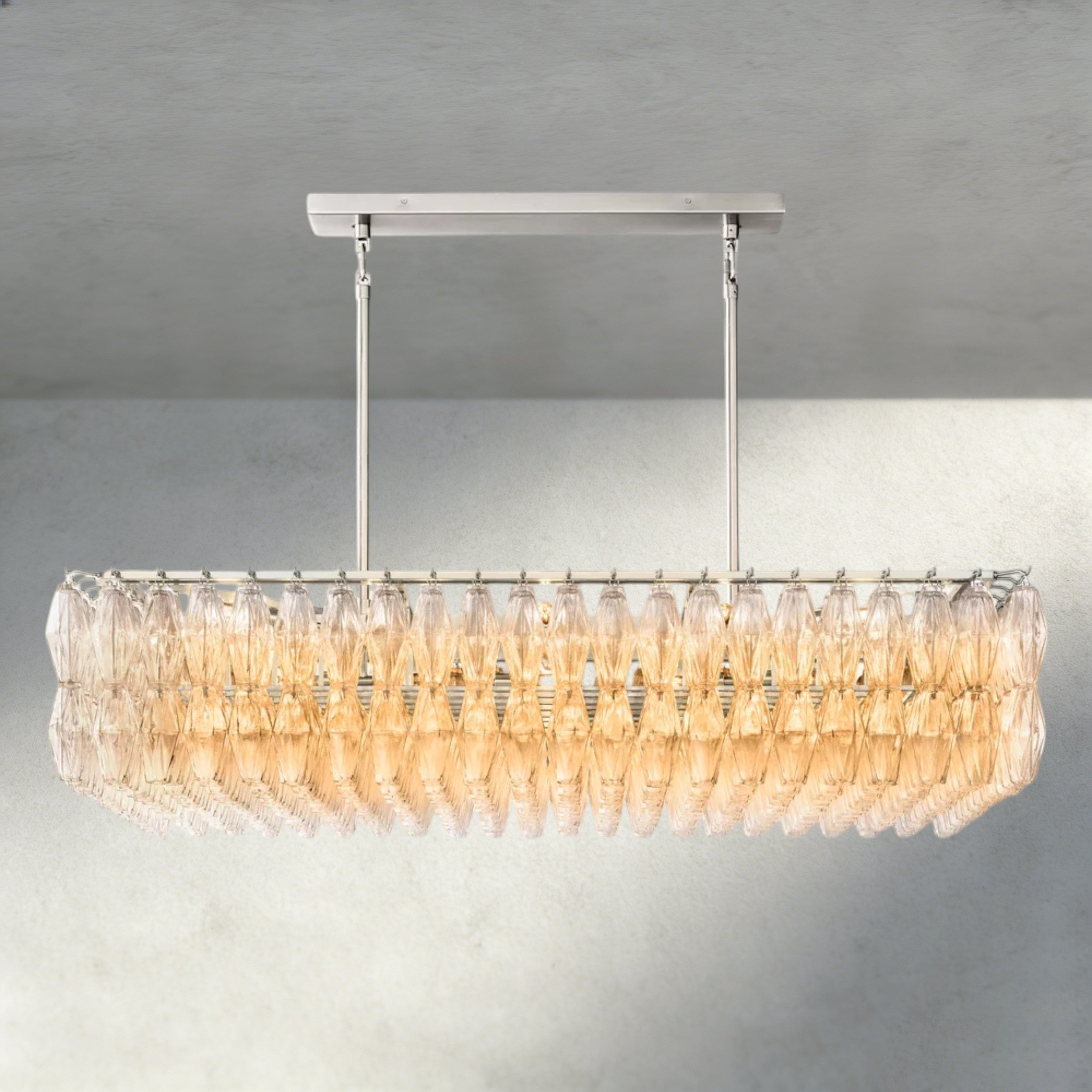 CHIARA CLEAR/ SMOKE GLASS RECTANGULAR CHANDELIER 54", 74"-chandelier-Manorlights