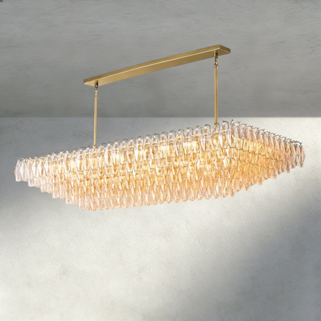 CHIARA CLEAR/ SMOKE GLASS TIERED RECTANGULAR CHANDELIER 54", 74"-chandelier-Manorlights