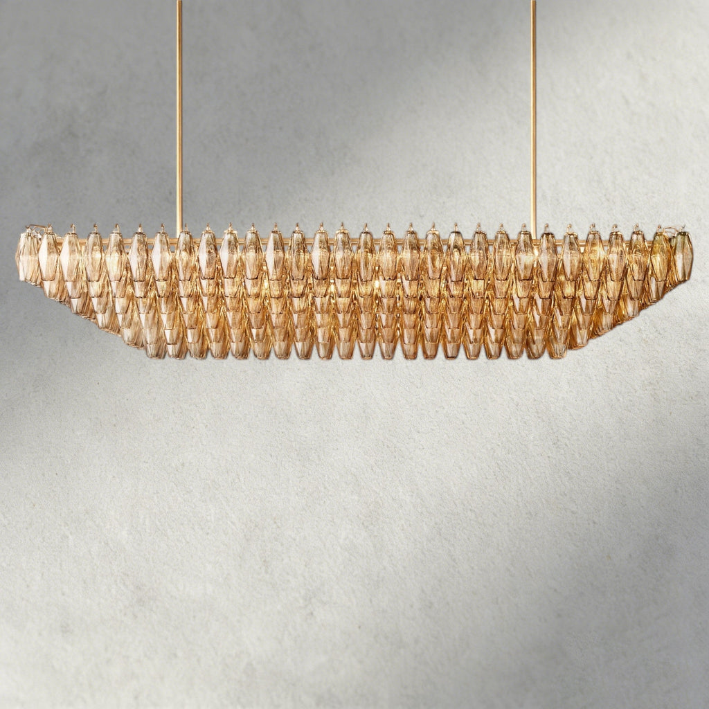 CHIARA CLEAR/ SMOKE GLASS TIERED RECTANGULAR CHANDELIER 54", 74"-chandelier-Manorlights