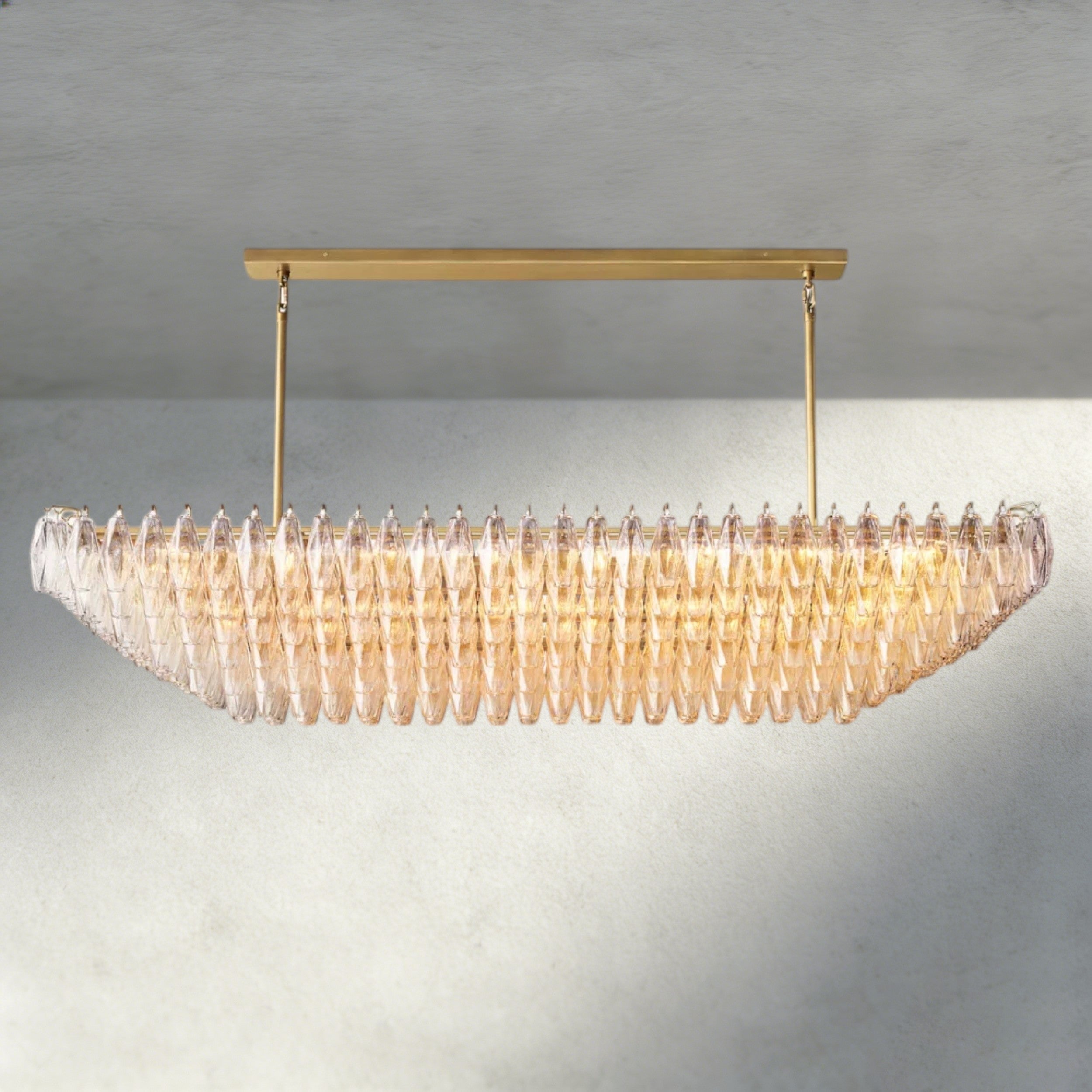 CHIARA CLEAR/ SMOKE GLASS TIERED RECTANGULAR CHANDELIER 54", 74"-chandelier-Manorlights