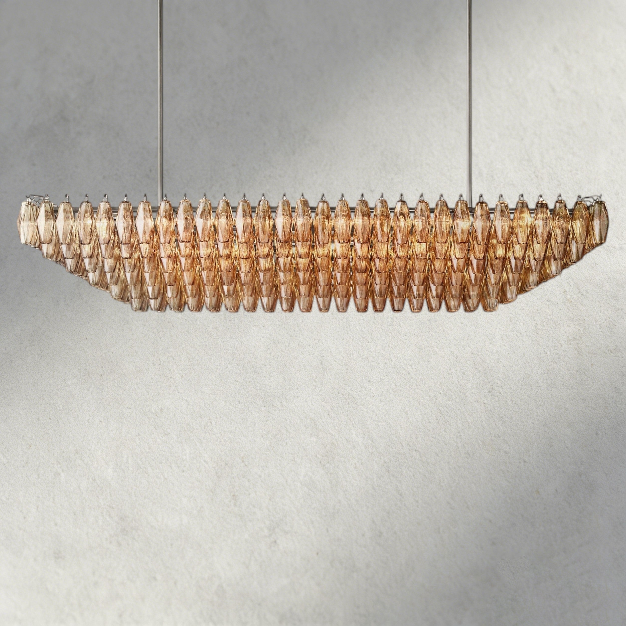 CHIARA CLEAR/ SMOKE GLASS TIERED RECTANGULAR CHANDELIER 54", 74"-chandelier-Manorlights