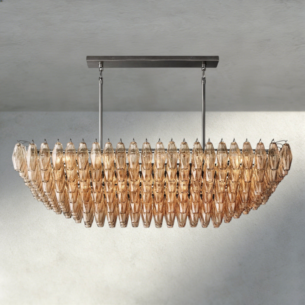 CHIARA CLEAR/ SMOKE GLASS TIERED RECTANGULAR CHANDELIER 54", 74"-chandelier-Manorlights