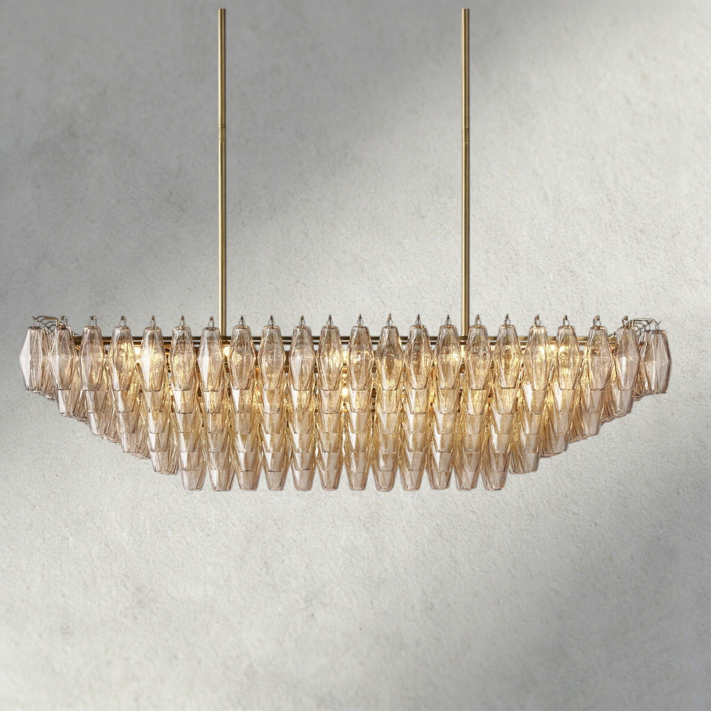 CHIARA CLEAR/ SMOKE GLASS TIERED RECTANGULAR CHANDELIER 54", 74"-chandelier-Manorlights