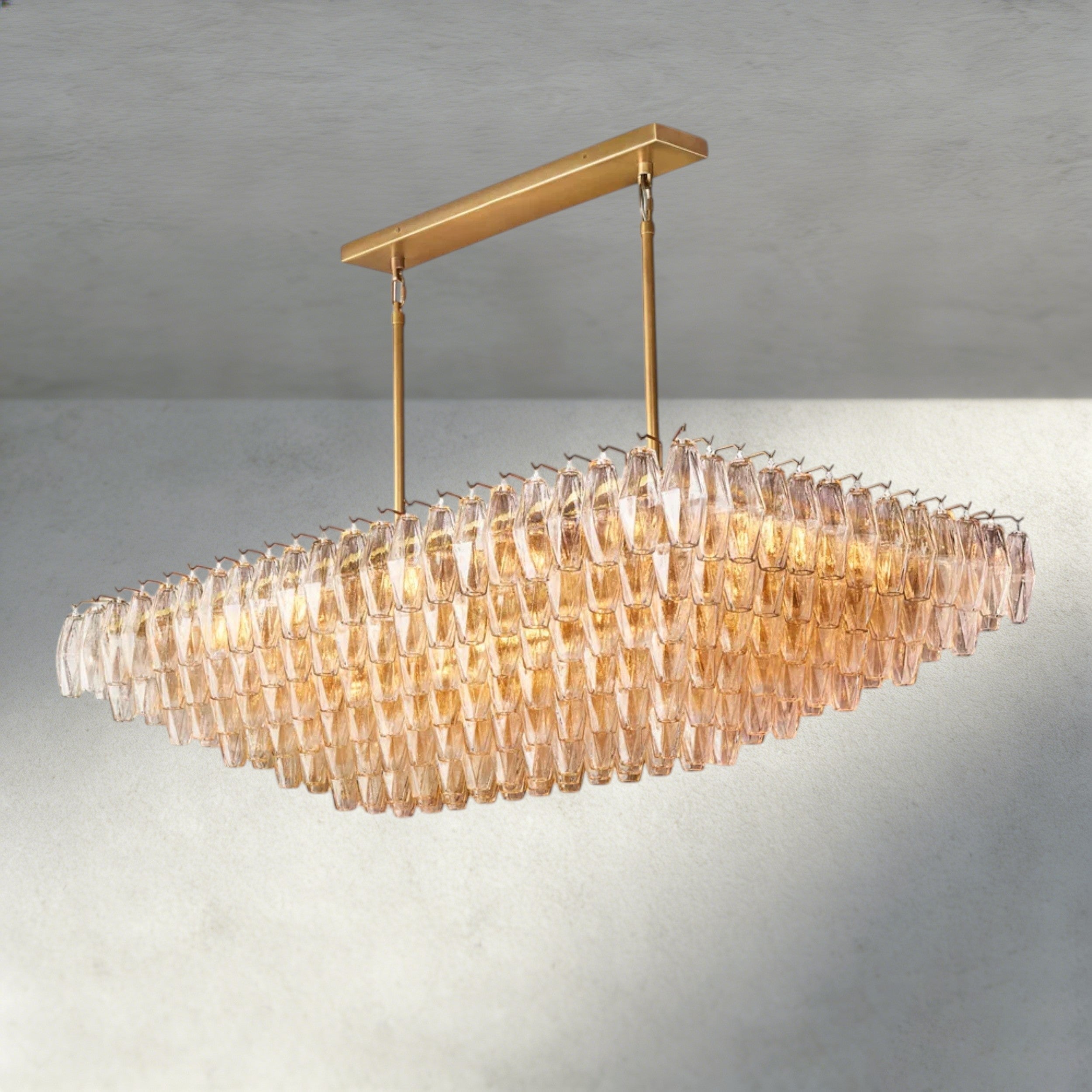 CHIARA CLEAR/ SMOKE GLASS TIERED RECTANGULAR CHANDELIER 54", 74"-chandelier-Manorlights