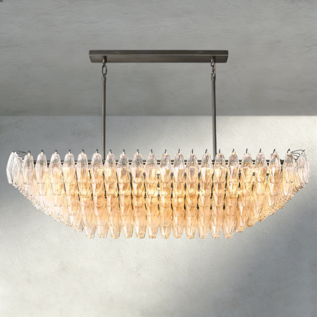 CHIARA CLEAR/ SMOKE GLASS TIERED RECTANGULAR CHANDELIER 54", 74"-chandelier-Manorlights