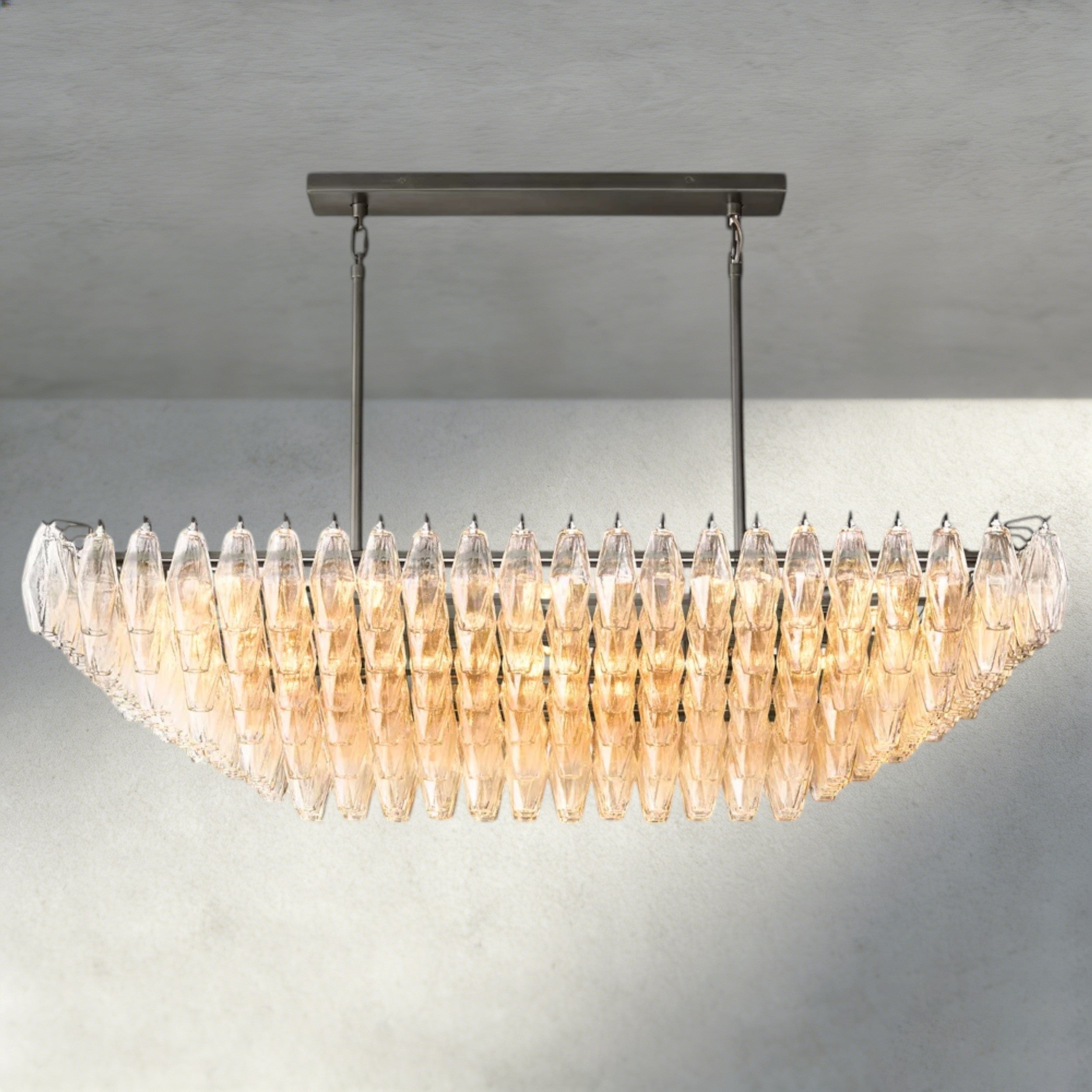 CHIARA CLEAR/ SMOKE GLASS TIERED RECTANGULAR CHANDELIER 54", 74"-chandelier-Manorlights