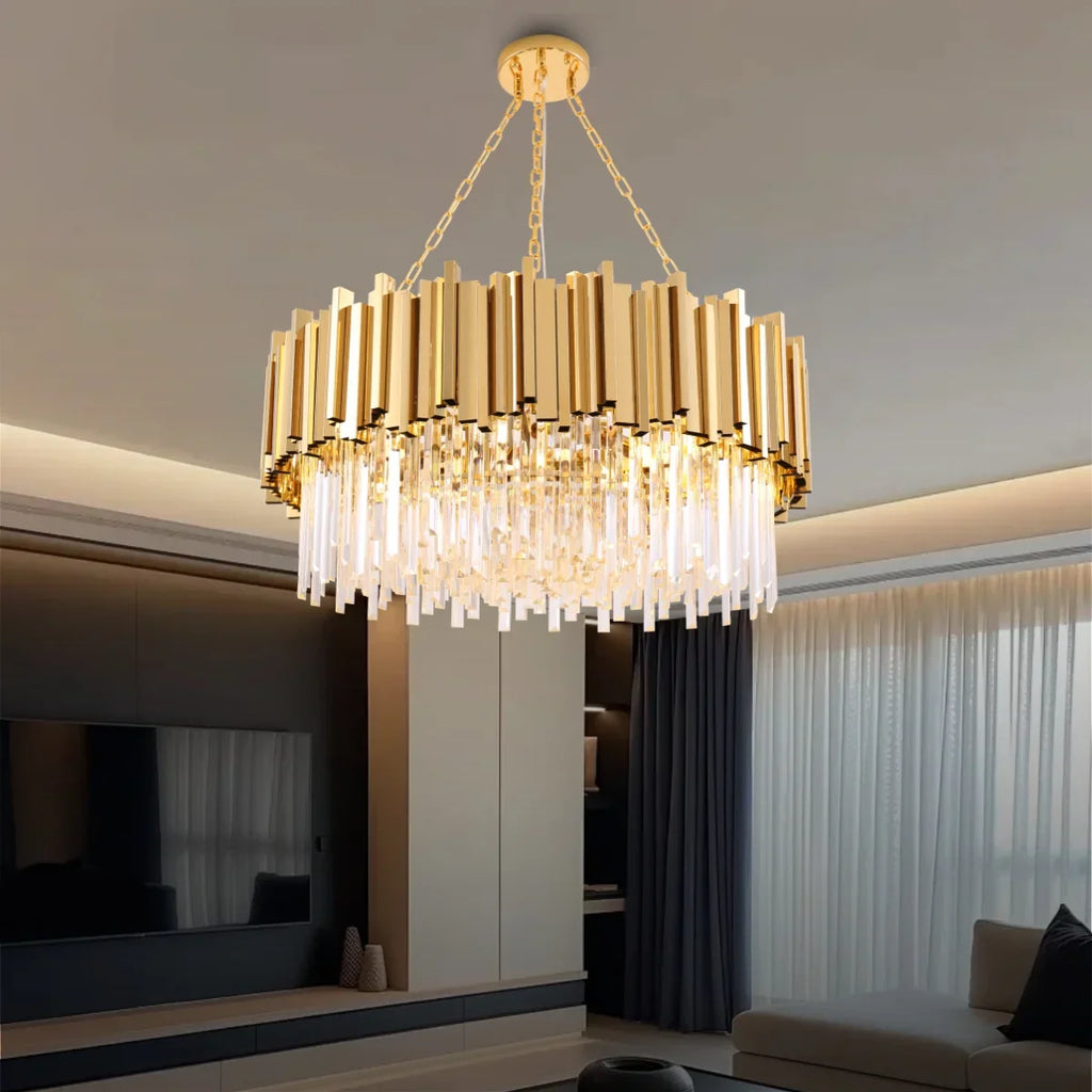 Astra Gold/Chrome Crystal Chandelier for Living Room & Dining Room-Crystal Chandelier-Manorlights