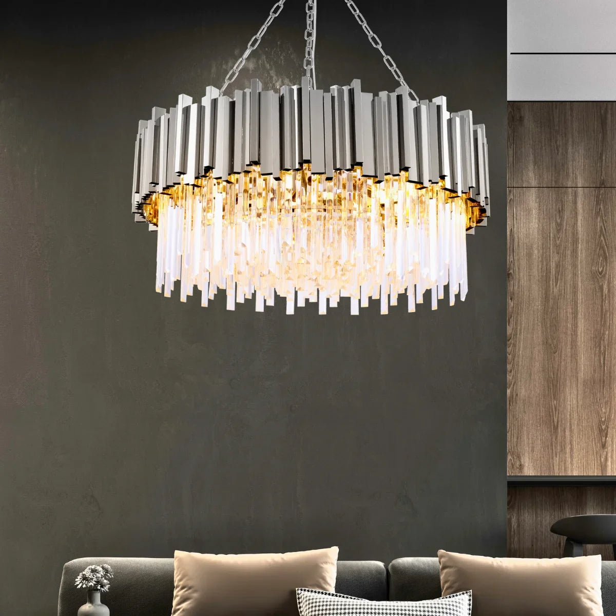 Astra Gold/Chrome Crystal Chandelier for Living Room & Dining Room-Crystal Chandelier-Manorlights