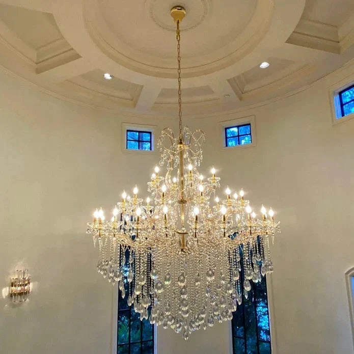 Classic Modern Multi-layers Crystal Chandelier for Staircase/Foyer/Villa - D39.4"*H59.1"Warm LightBrassManorlights