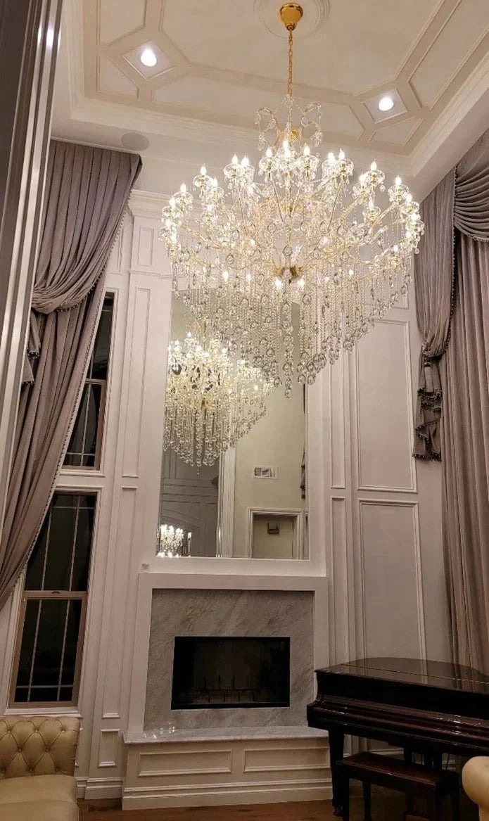 Classic Modern Multi-layers Crystal Chandelier for Staircase/Foyer/Villa - D39.4"*H59.1"Warm LightBrassManorlights